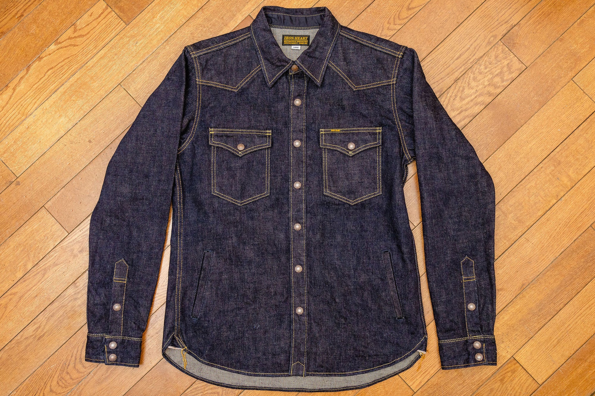 Iron Heart IHSH-292-IND 18oz Vintage Selvedge Denim CPO Shirt - Indigo