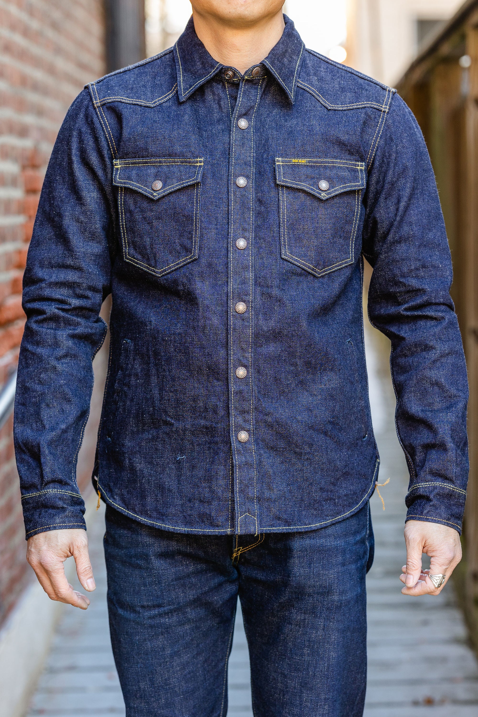 Iron Heart IHSH-292-IND 18oz Vintage Selvedge Denim CPO Shirt - Indigo