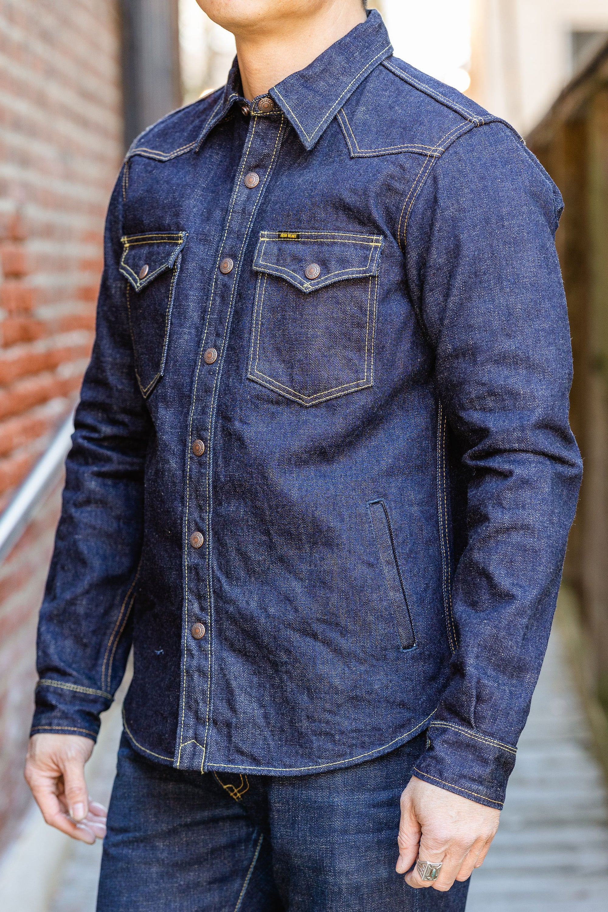 Iron Heart IHSH-292-IND 18oz Vintage Selvedge Denim CPO Shirt - Indigo