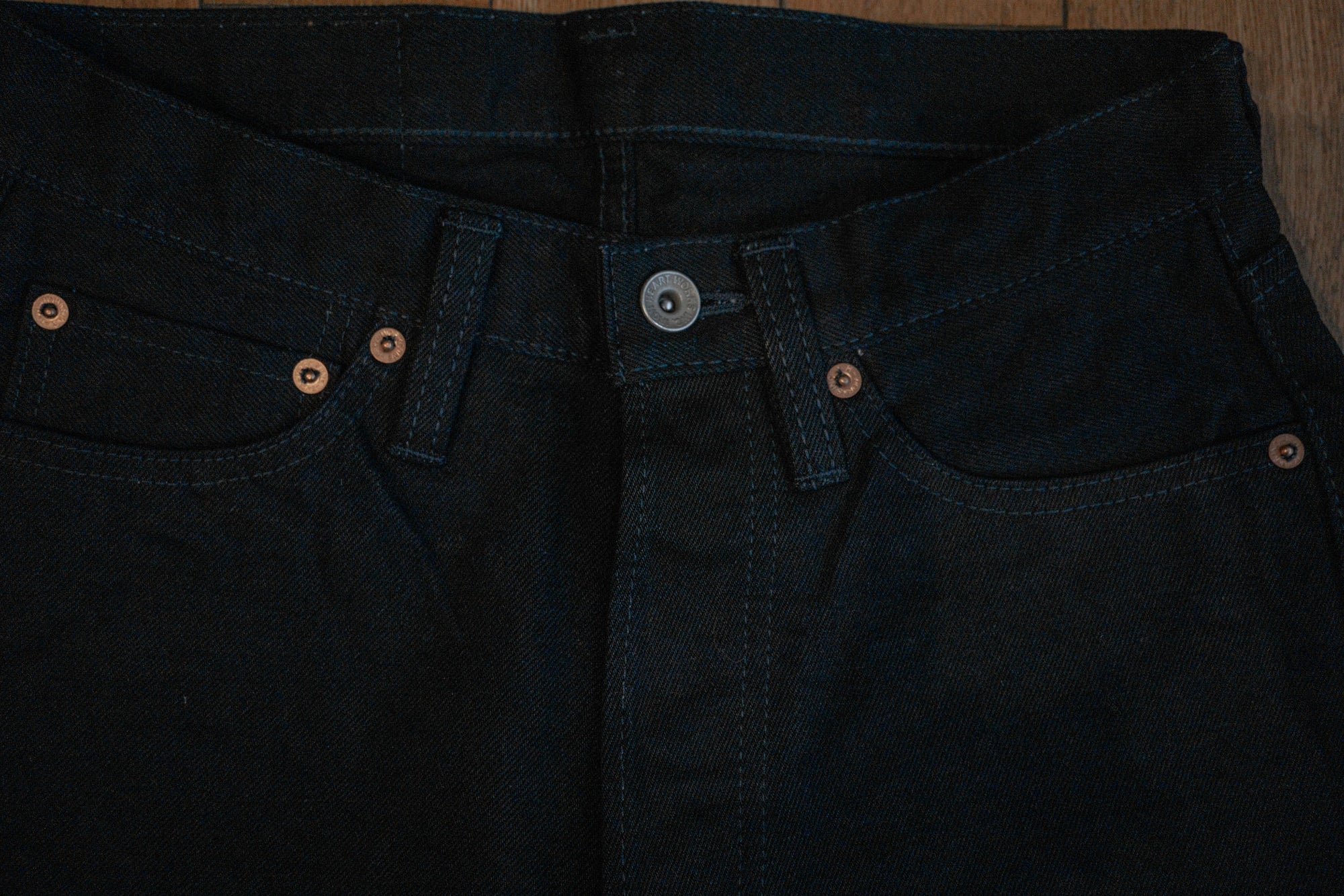 Iron Heart IH-888S-142ii 14oz Selvedge Denim Mid/High Rise Tapered Cut Jeans - Indigo/Indigo