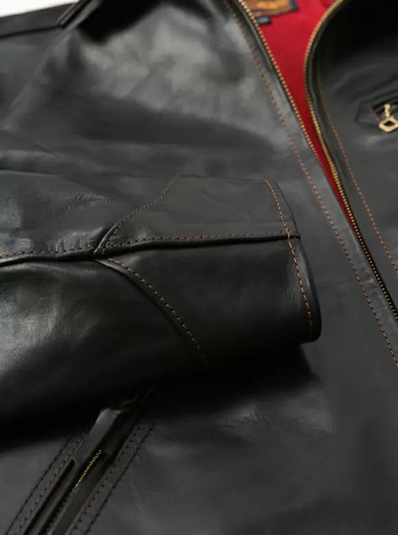 The Flat Head FN-LJ-HS001 Horsehide Single Riders Jacket - Black