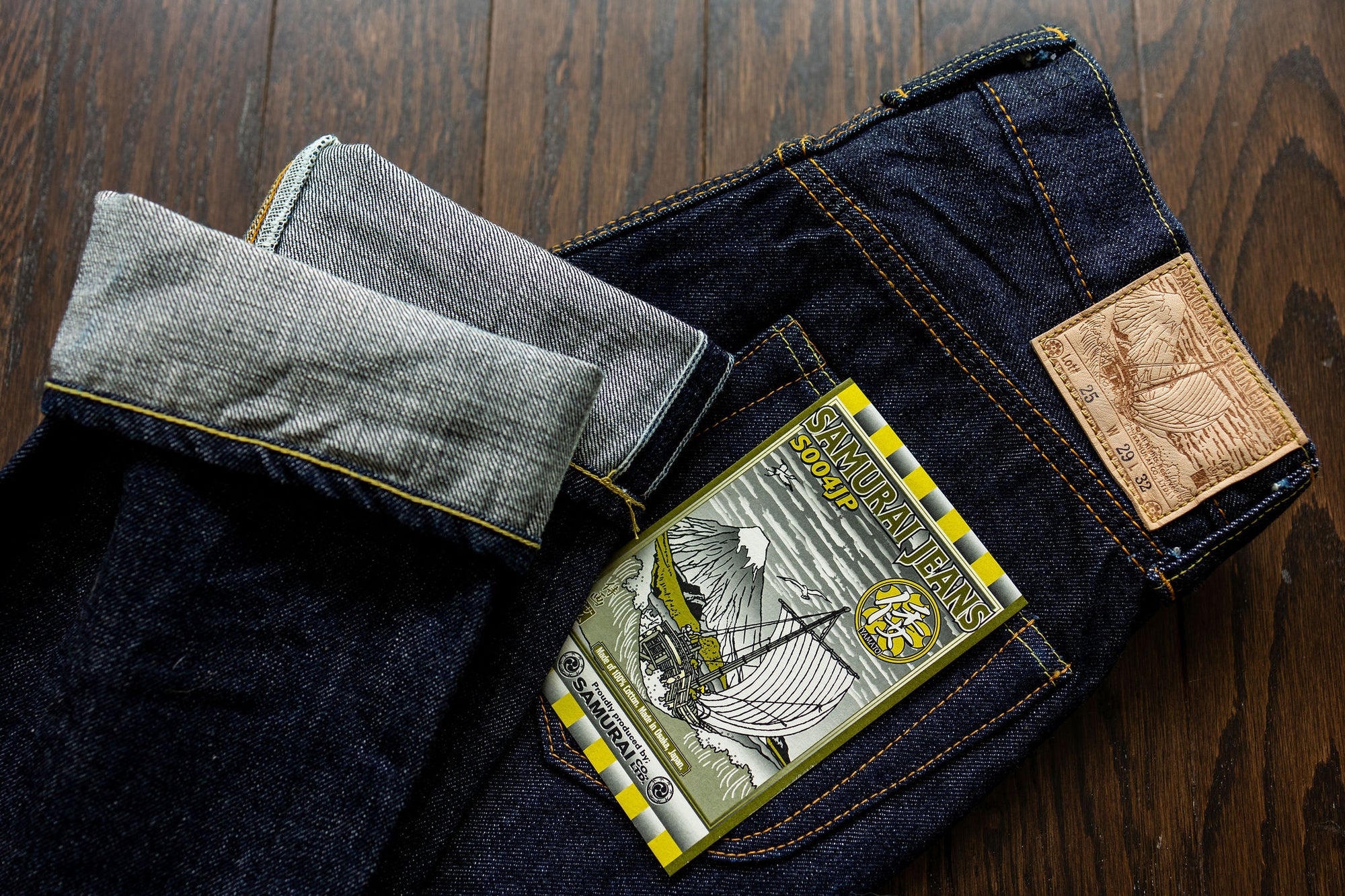 Samurai S004JP 15oz Yamato Series Slim Tapered - back details folded