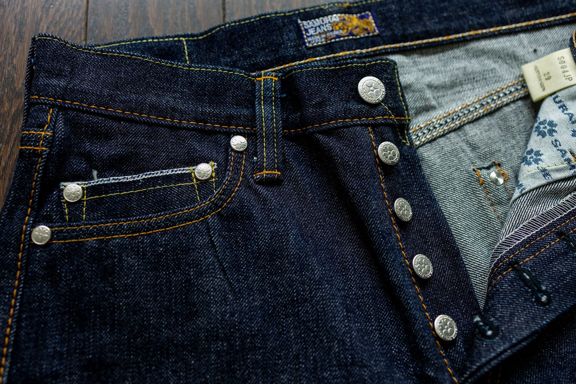 Samurai S004JP 15oz Yamato Series Slim Tapered - button fly details