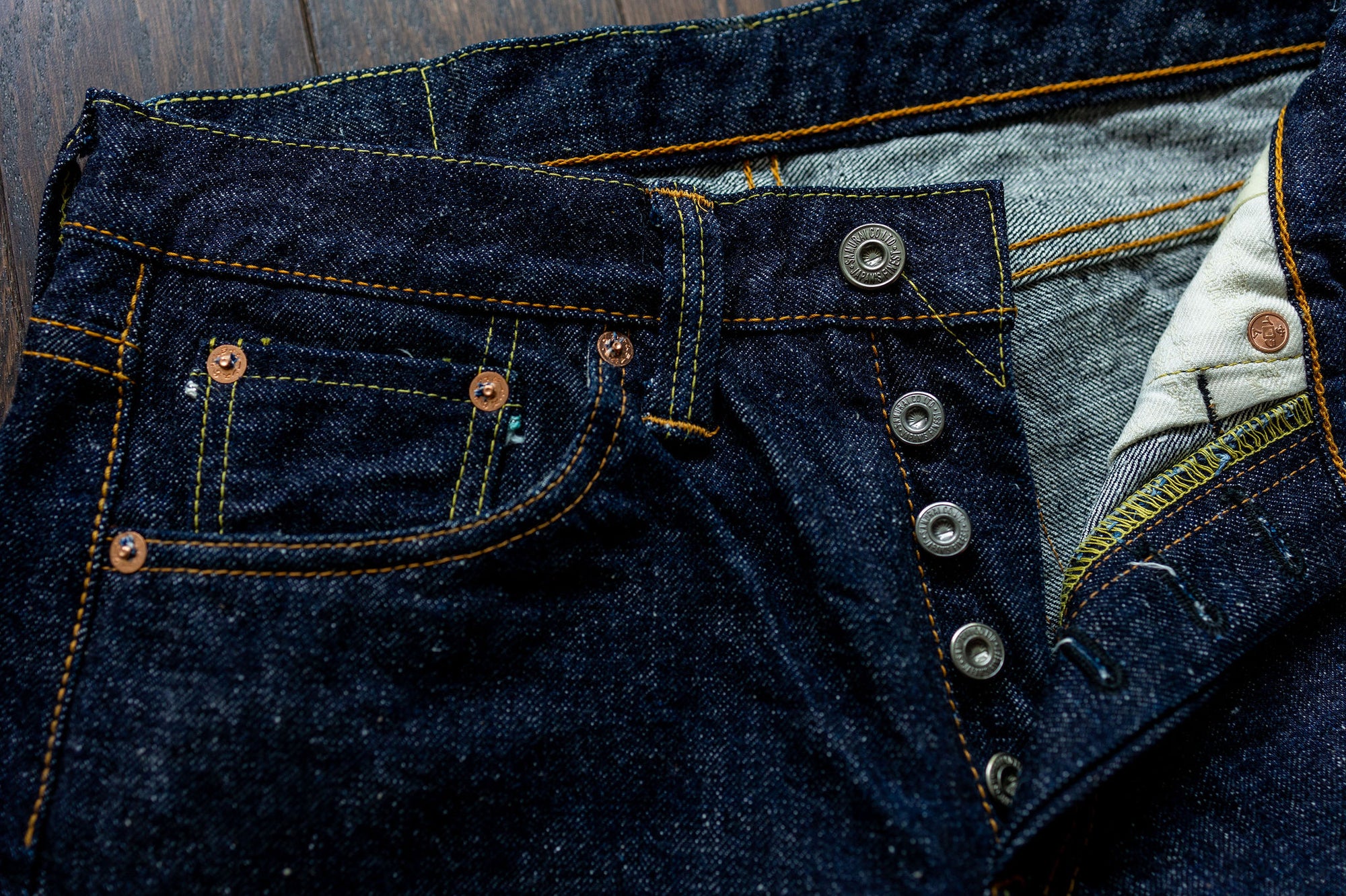 Samurai S0511XXII 15oz Otokogi Selvedge Slim Tapered - button fly detail