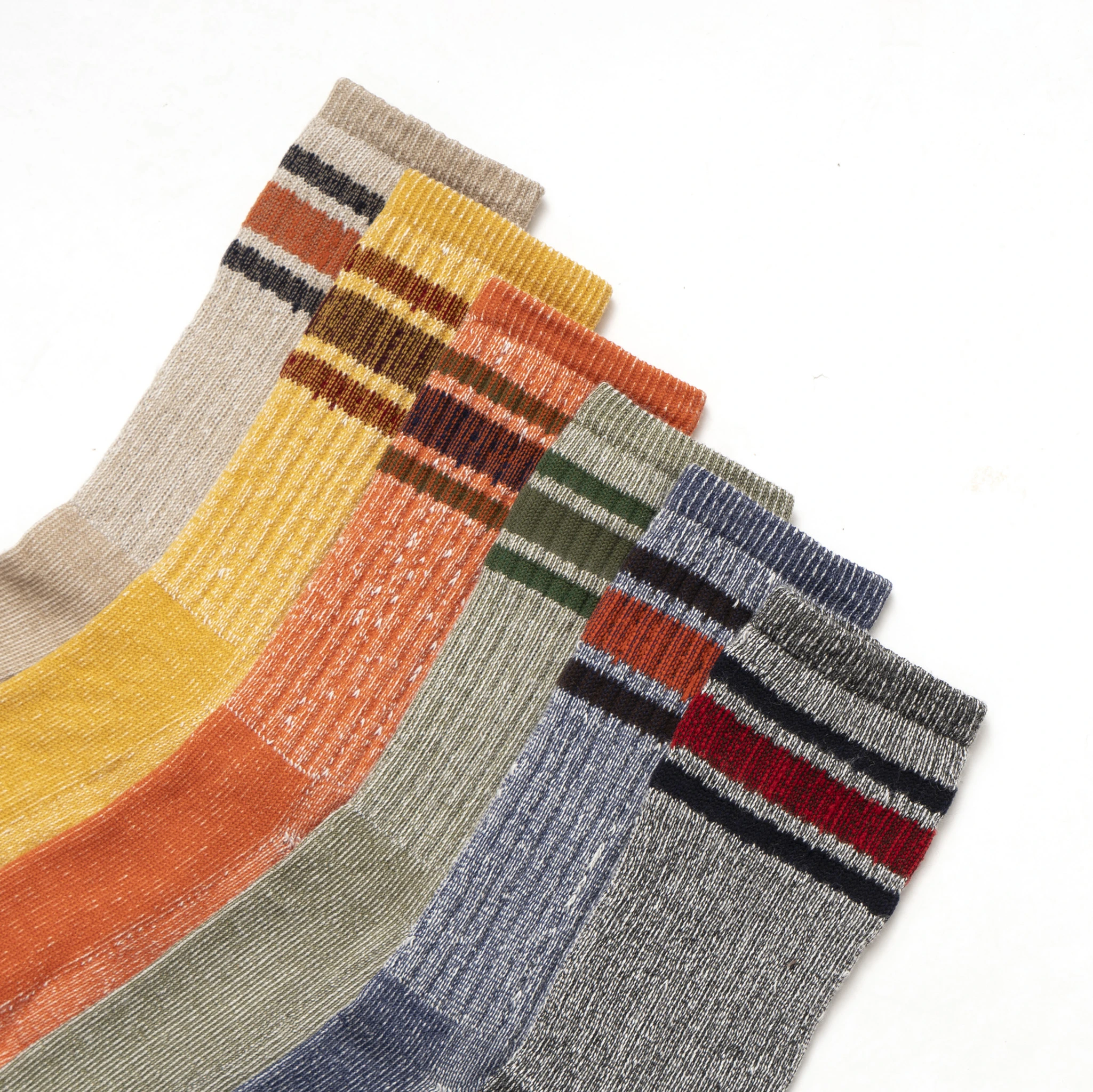 American Trench Merino Activity Socks in six different colors stacked
