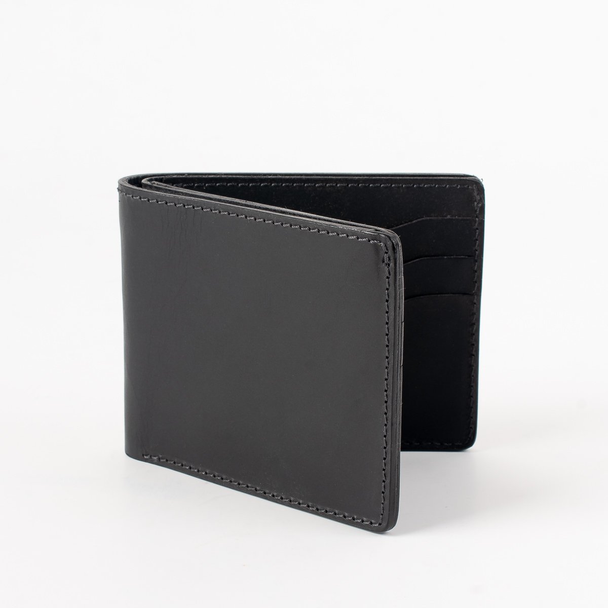 Obbi Good Label Kingsman Classic Bi Fold Wallet - Black - Outside front slightly open displayed on white background