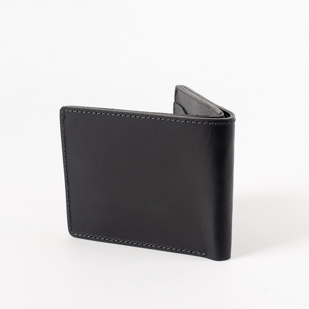 Obbi Good Label Kingsman Classic Bi Fold Wallet - Black - Outside back slightly open displayed on white background